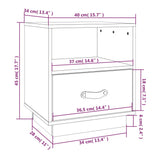 Comodini Grigi 2 pz 40x34x45 cm in Legno Massello di Pino