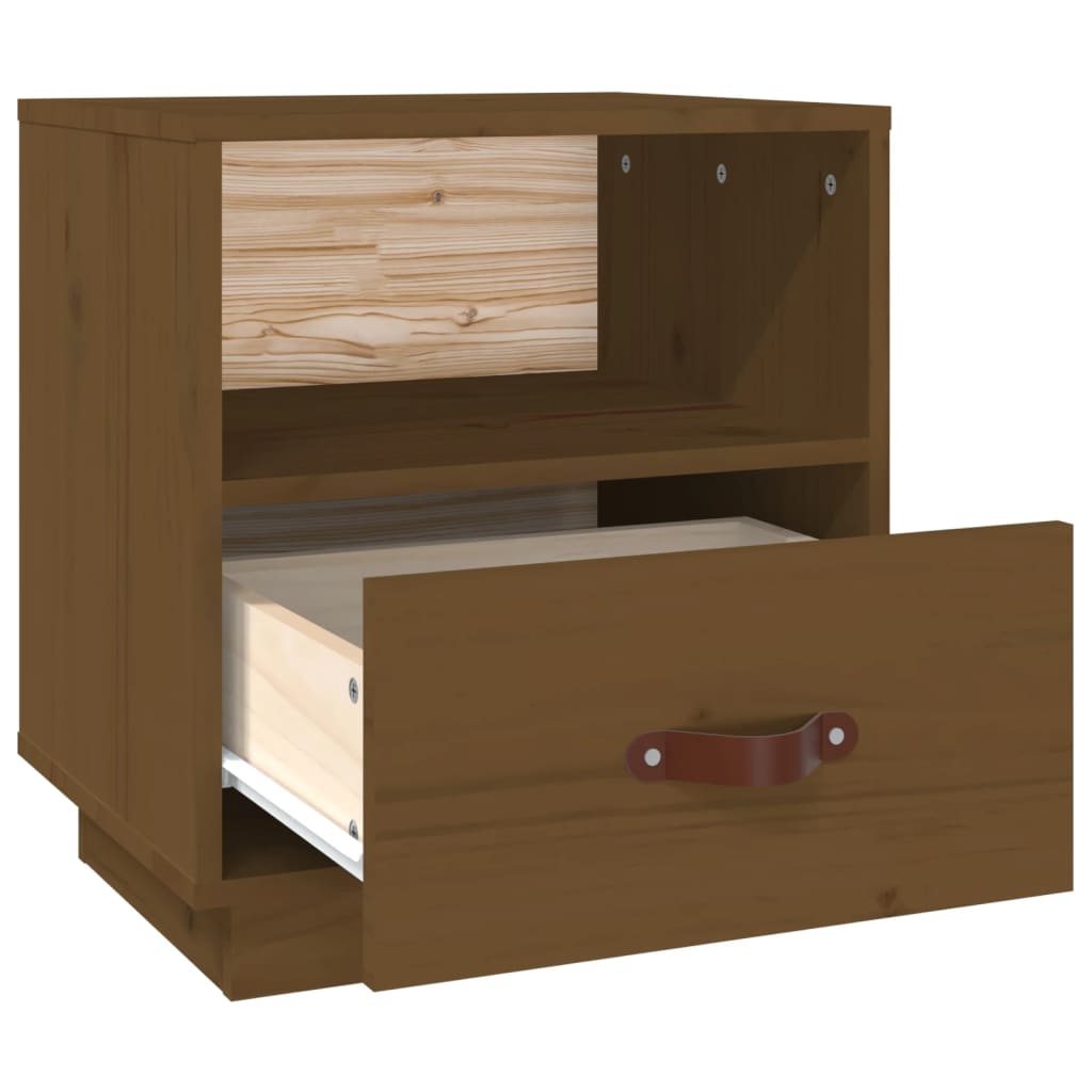 Comodino Miele 40x34x45 cm in Legno Massello di Pino