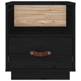 Comodino Nero 40x34x45 cm in Legno Massello di Pino