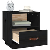 Comodini Nero 2 pz 40x34x45 cm in Legno Massello di Pino