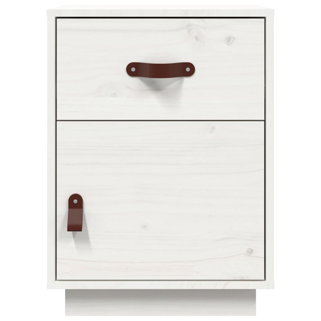 Comodino Bianco 40x34x55 cm in Legno Massello di Pino