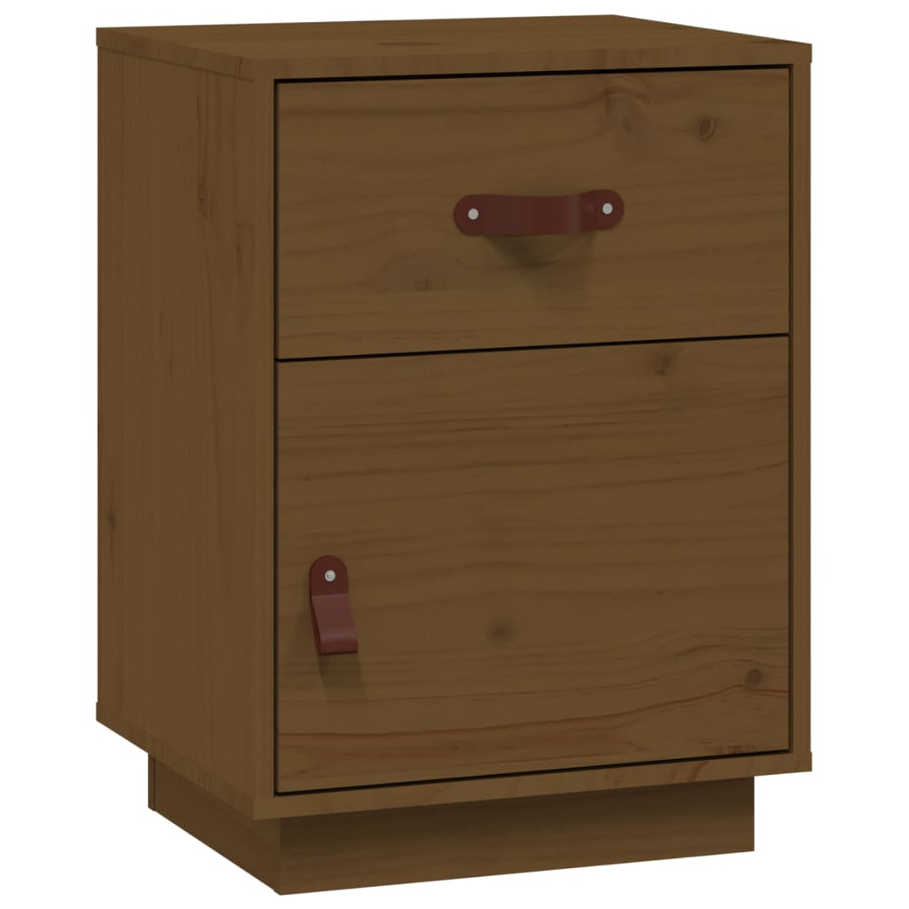 Comodini Miele 2 pz 40x34x55 cm in Legno Massello di Pino