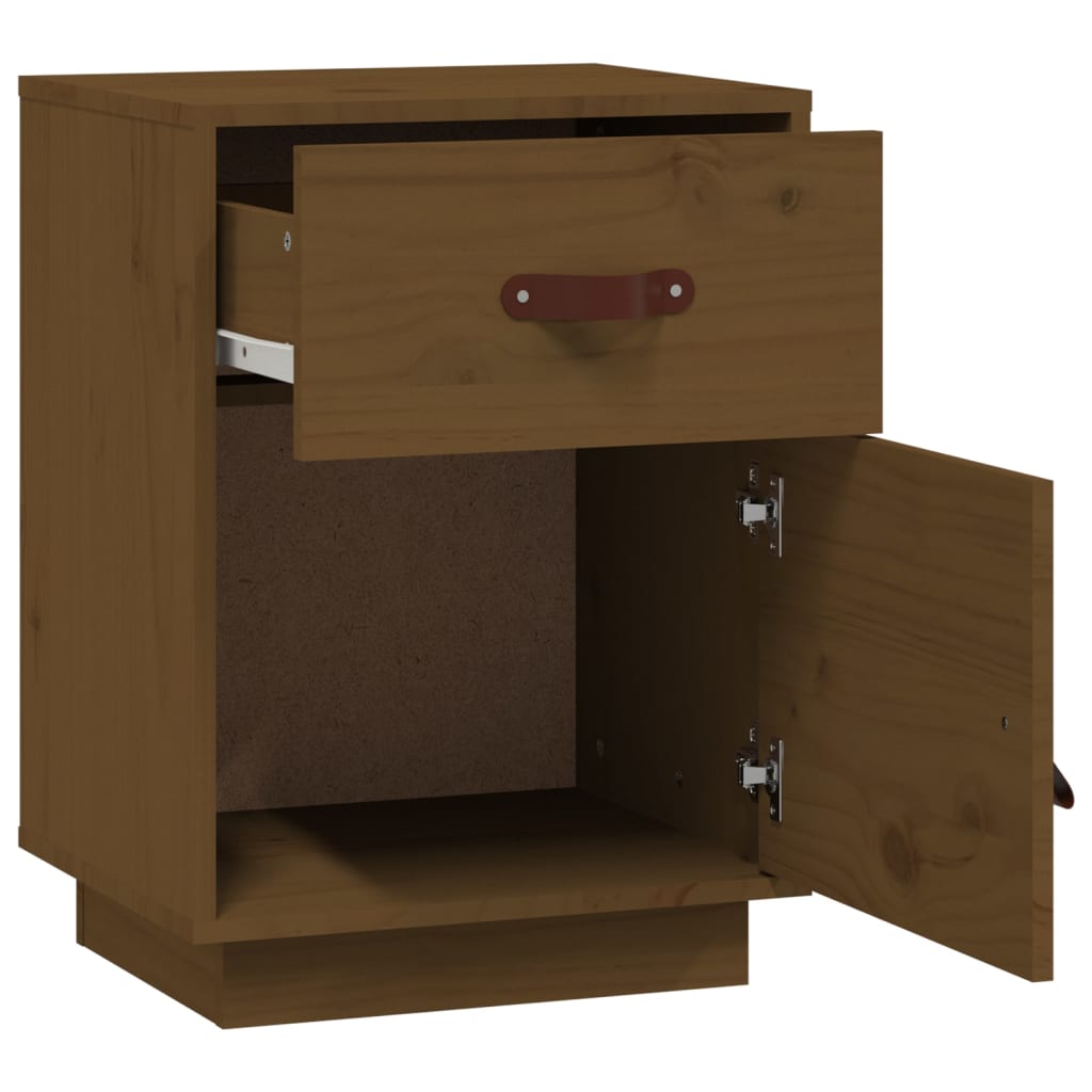 Comodini Miele 2 pz 40x34x55 cm in Legno Massello di Pino