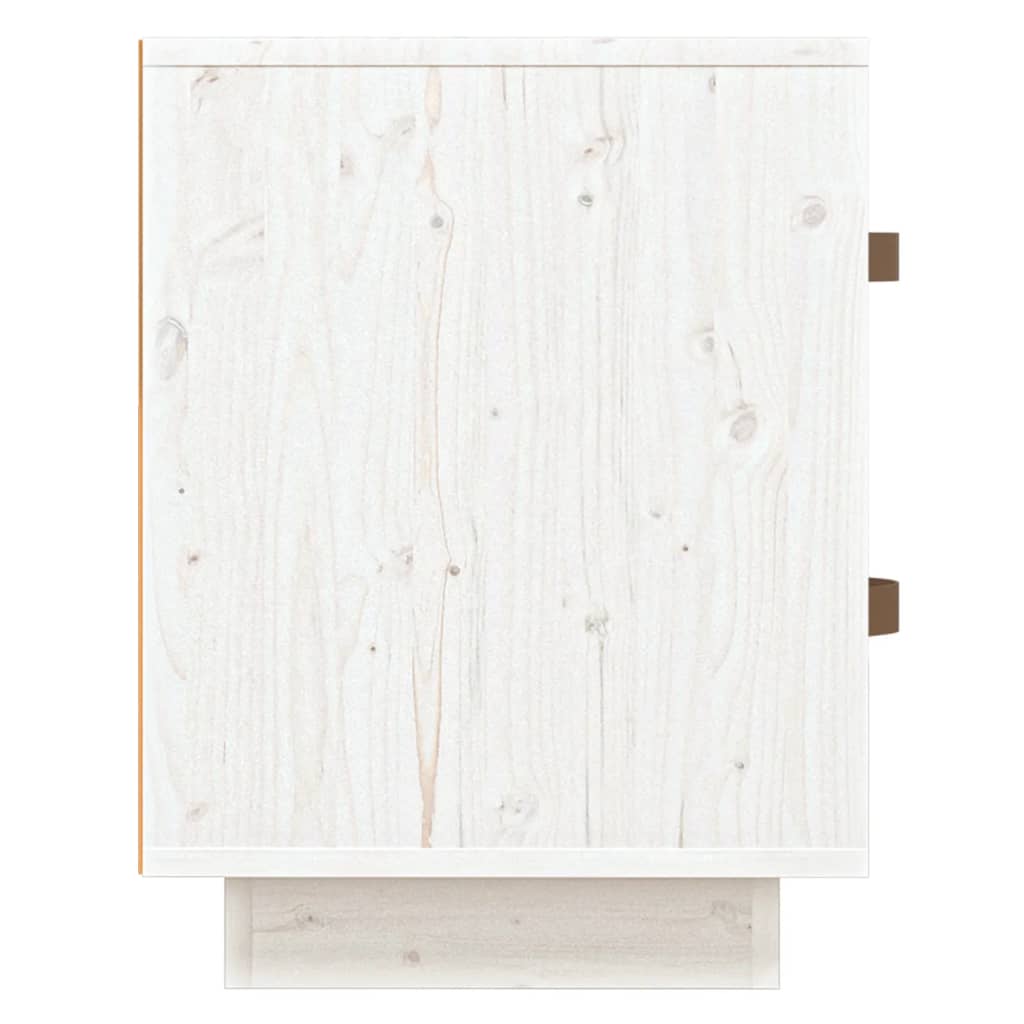 Comodino Bianco 40x34x45 cm in Legno Massello di Pino