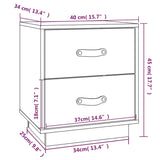 Comodini Neri 2 pz 40x34x45 cm in Legno Massello di Pino