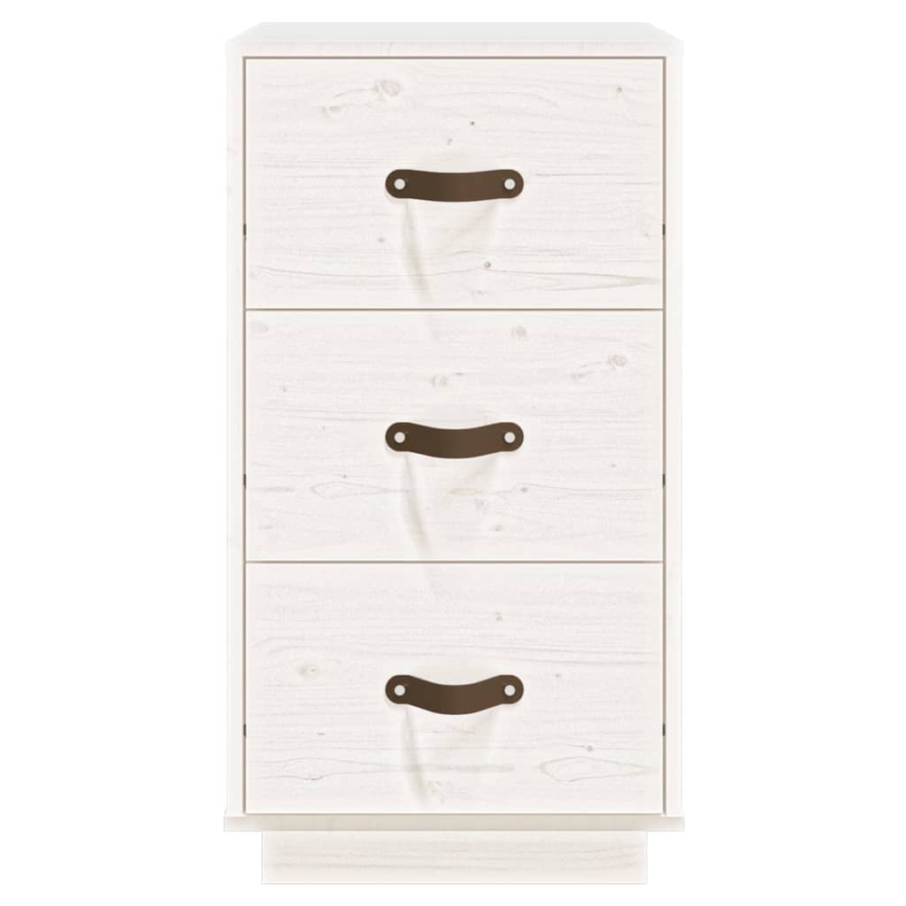 Comodino Bianco 40x40x75 cm in Legno Massello di Pino