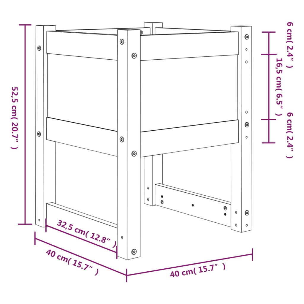 Fioriera 40x40x52,5 cm in Legno Massello di Pino