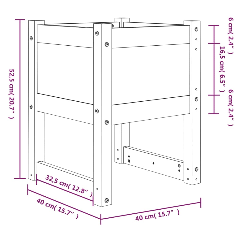 Fioriere 2 pz 40x40x52,5 cm in Legno Massello di Pino