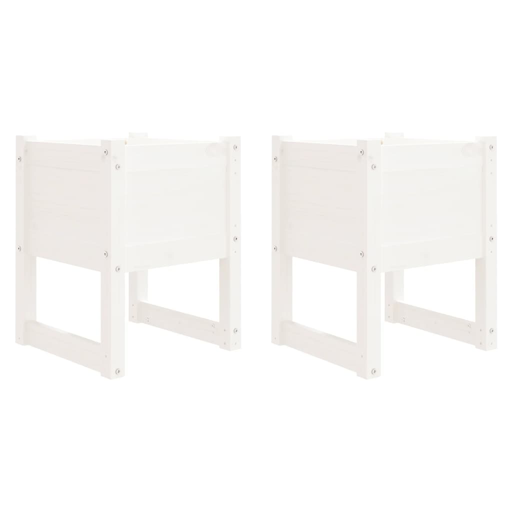 Fioriere 2 pz Bianche 40x40x52,5 cm in Legno Massello di Pino