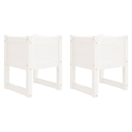 Fioriere 2 pz Bianche 40x40x52,5 cm in Legno Massello di Pino