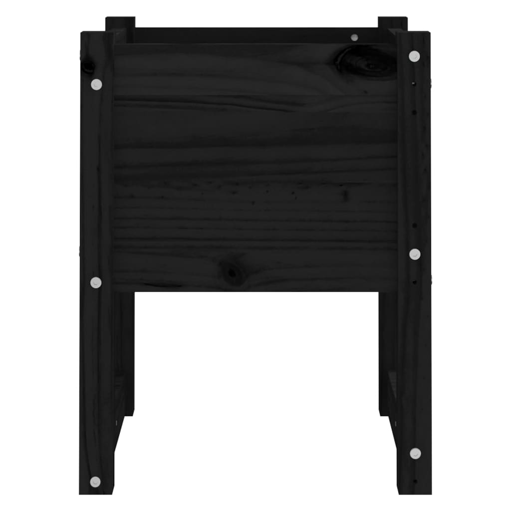 Fioriere 2 pz Nero 40x40x52,5 cm in Legno Massello di Pino