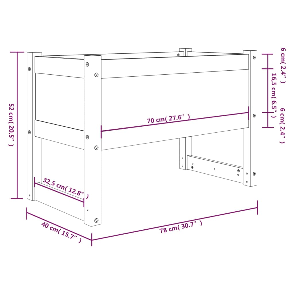 Fioriera Bianca 78x40x52 cm in Legno Massello di Pino