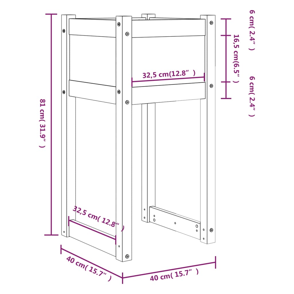 Fioriera Grigio 40x40x81 cm in Legno Massello di Pino