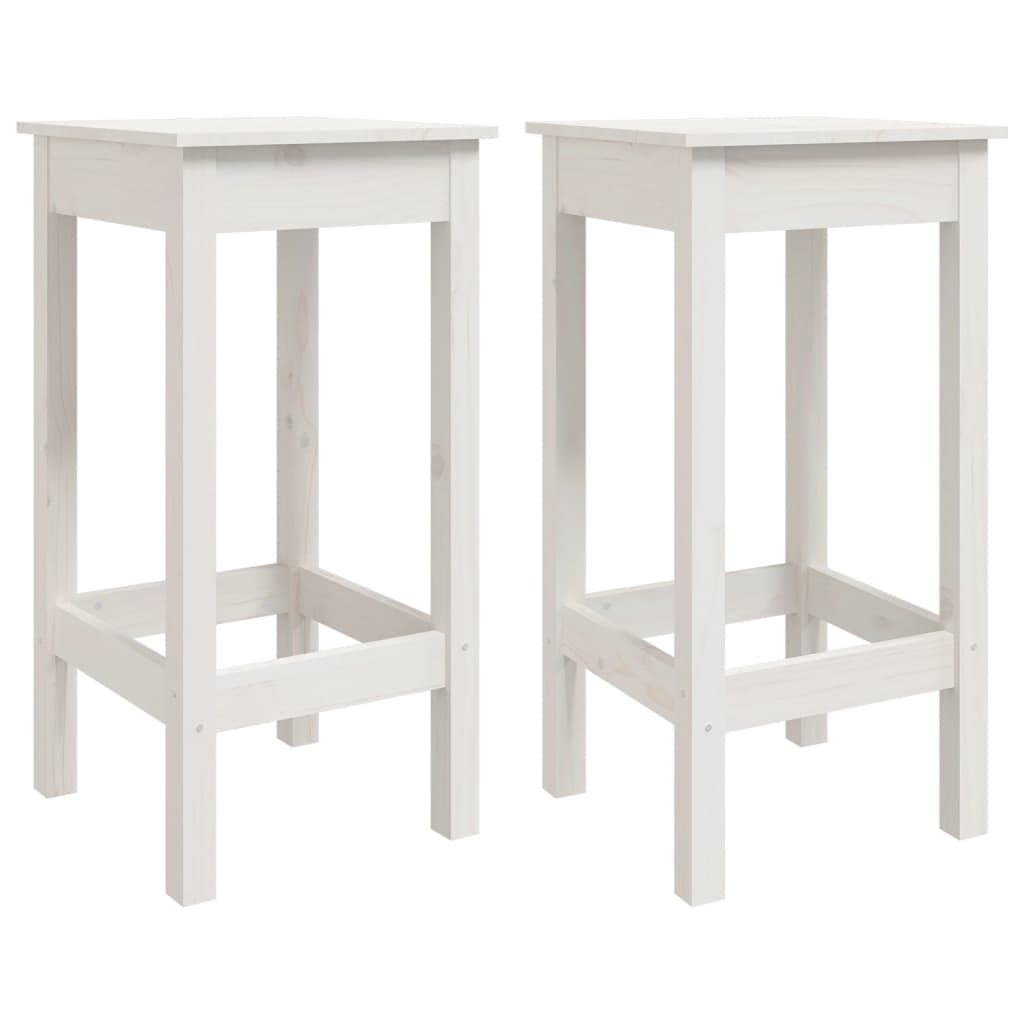 Sgabelli da Bar 2 pz Bianchi 40x40x78 cm Legno Massello di Pino