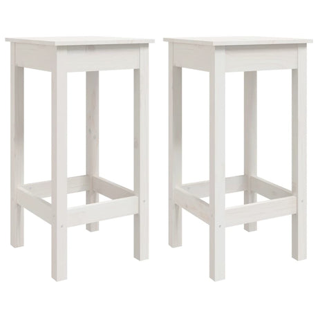 Sgabelli da Bar 2 pz Bianchi 40x40x78 cm Legno Massello di Pino