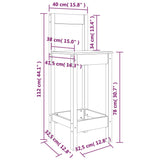 Sedie da Bar 2 pz 40x41,5x112 cm in Legno Massello di Pino