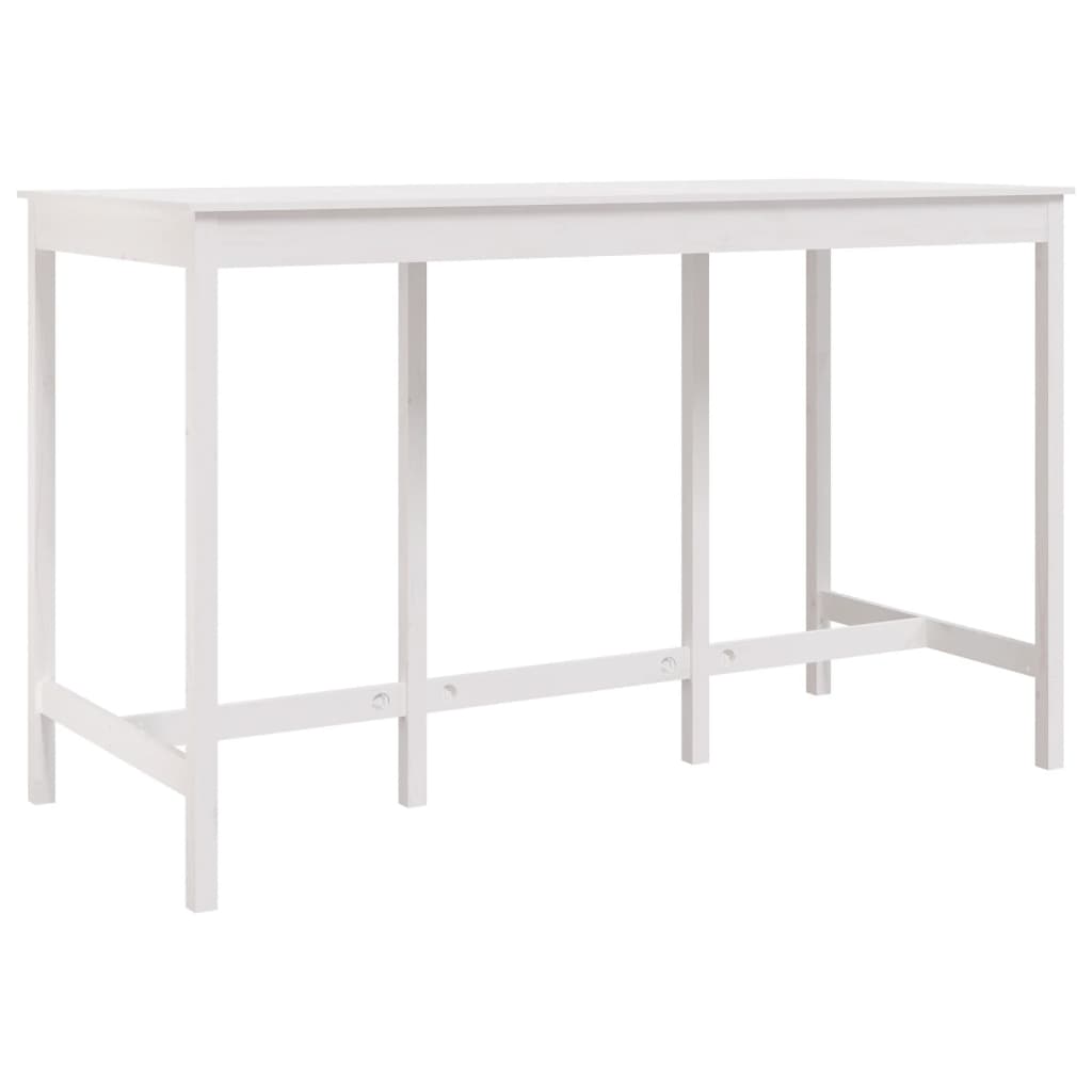 Tavolo da Bar Bianco 180x80x110 cm in Legno Massello di Pino