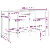 Tavolo da Bar Bianco 180x80x110 cm in Legno Massello di Pino