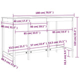 Tavolo da Bar Nero 180x80x110 cm in Legno Massello di Pino