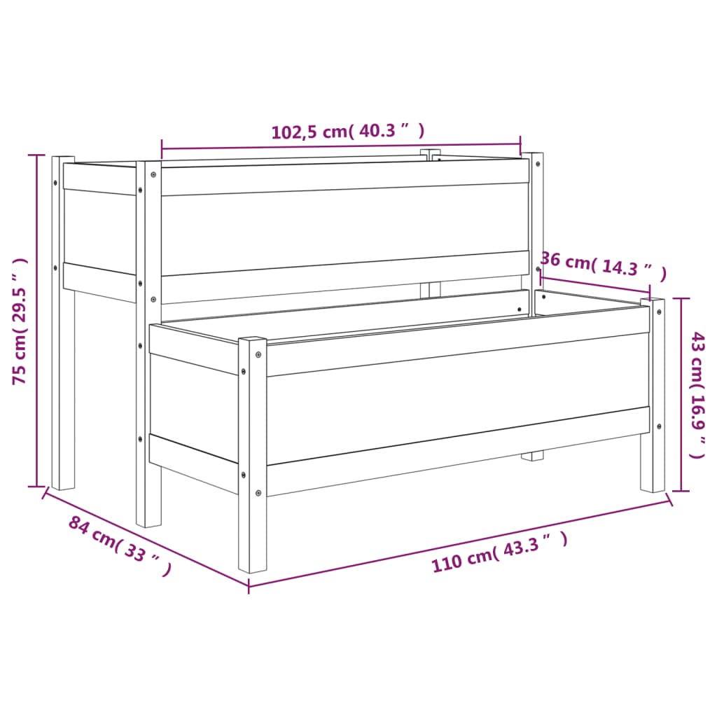 Fioriera Miele 110x84x75 cm in Legno Massello di Pino