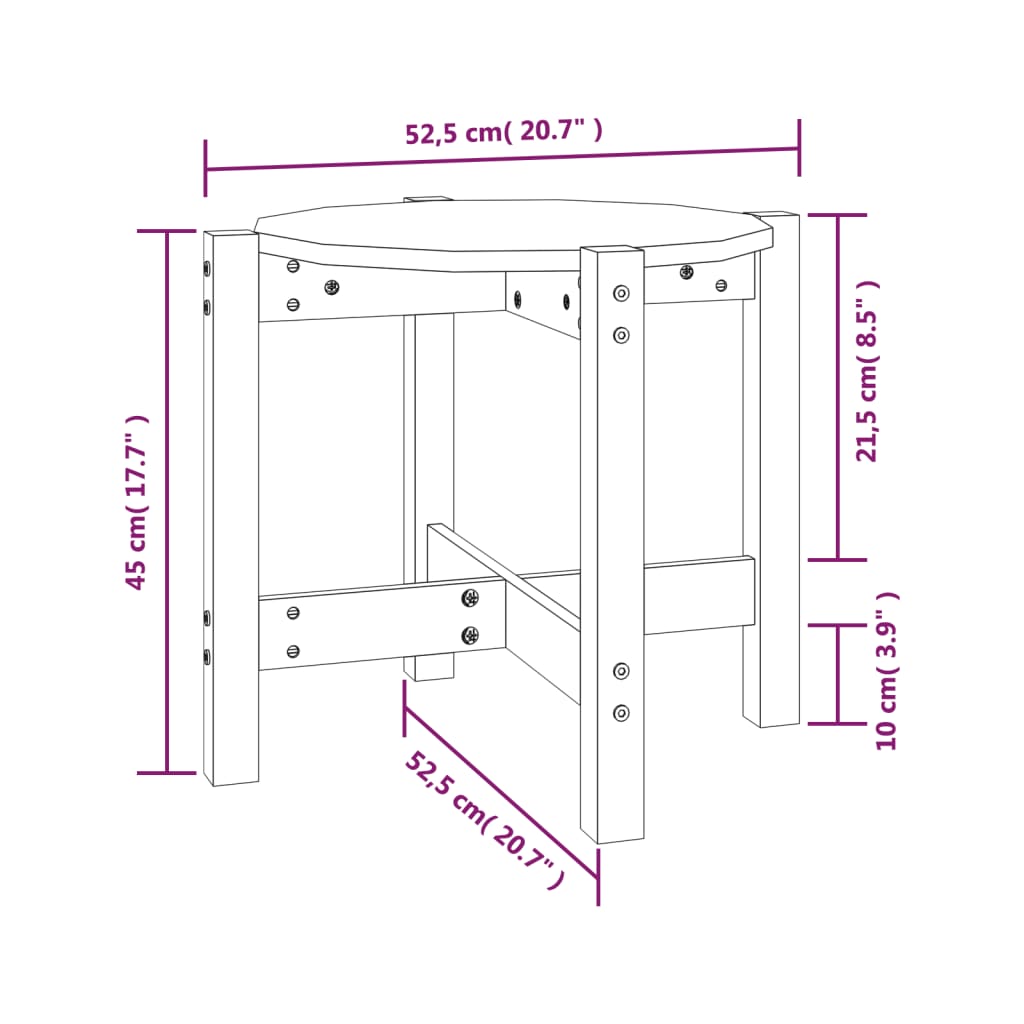 Tavolino da Salotto Ø 52,5x45 cm in Legno Massello di Pino