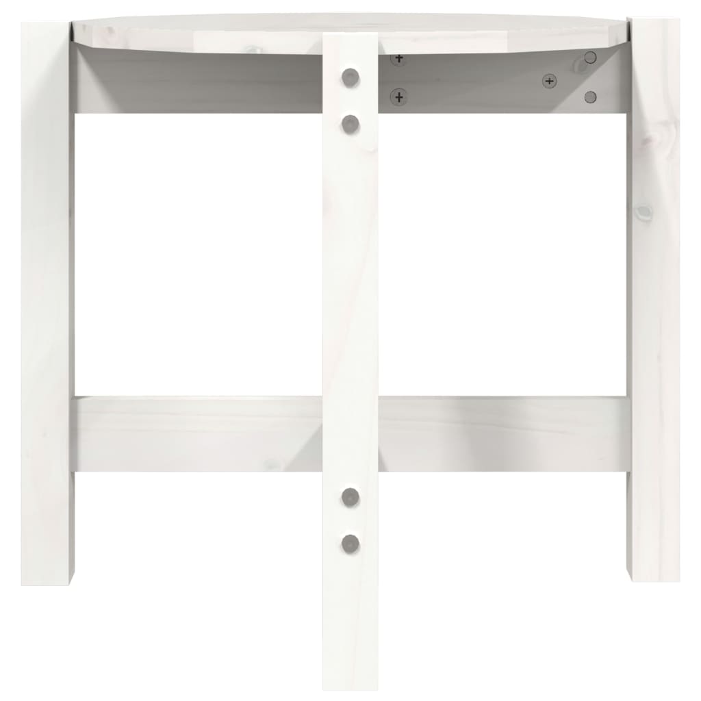 Tavolino da Salotto Bianco Ø 52,5x45 cm Legno Massello di Pino