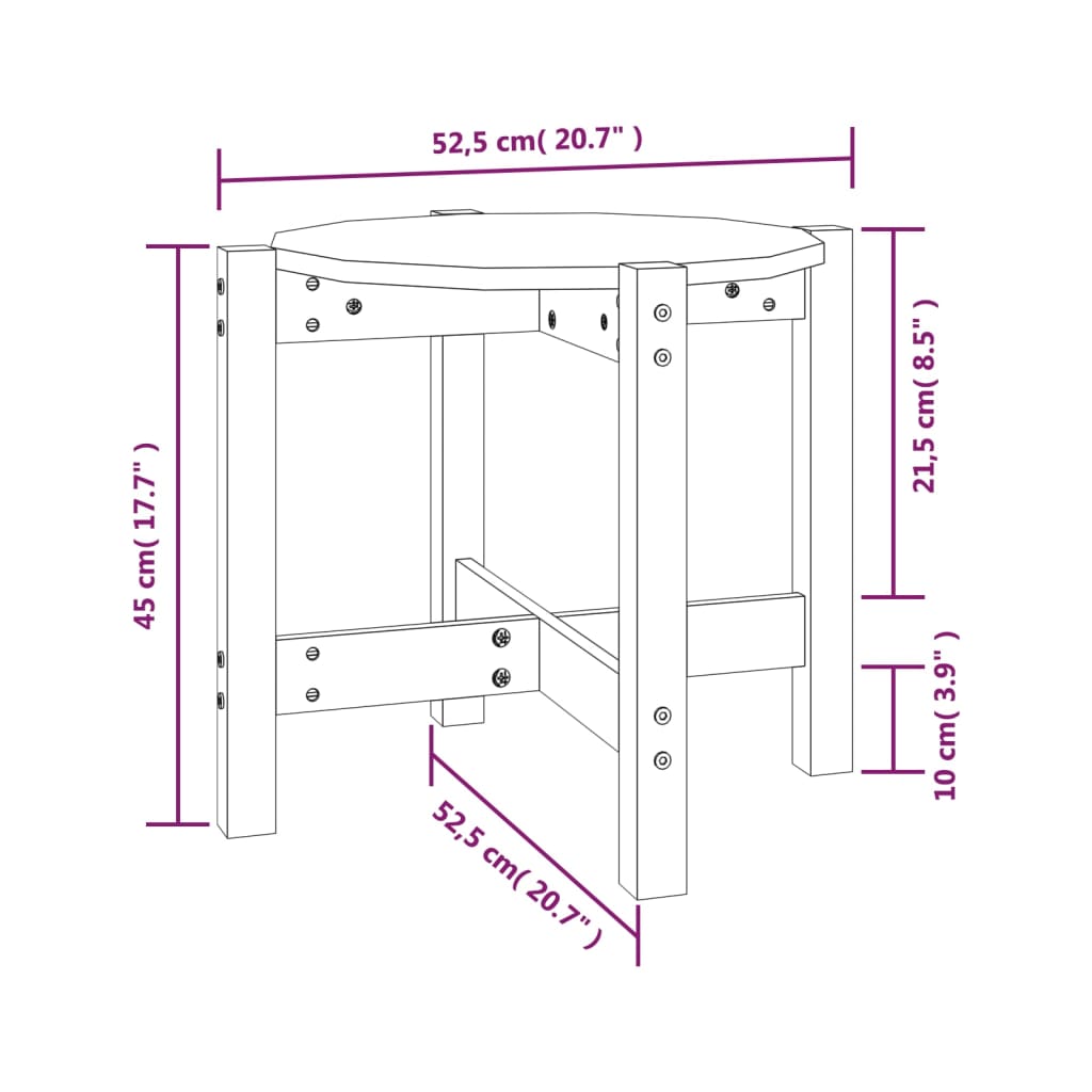 Tavolino da Salotto Bianco Ø 52,5x45 cm Legno Massello di Pino