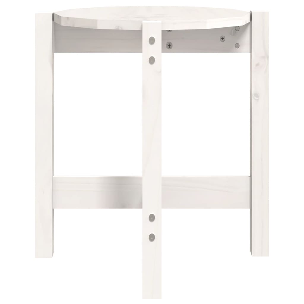 Tavolino da Salotto Bianco Ø 42,5x45 cm Legno Massello di Pino