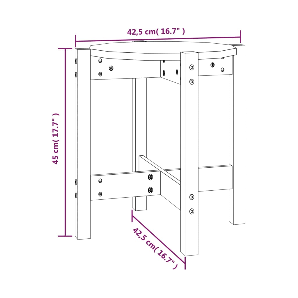 Tavolino da Salotto Bianco Ø 42,5x45 cm Legno Massello di Pino