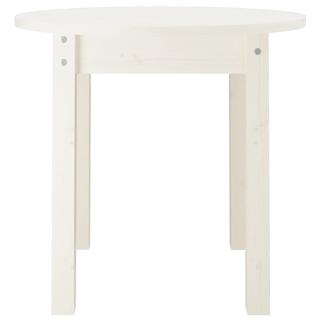 Tavolino da Salotto Bianco Ø 45x40 cm in Legno Massello di Pino