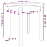 Tavolino da Salotto Bianco Ø 45x40 cm in Legno Massello di Pino