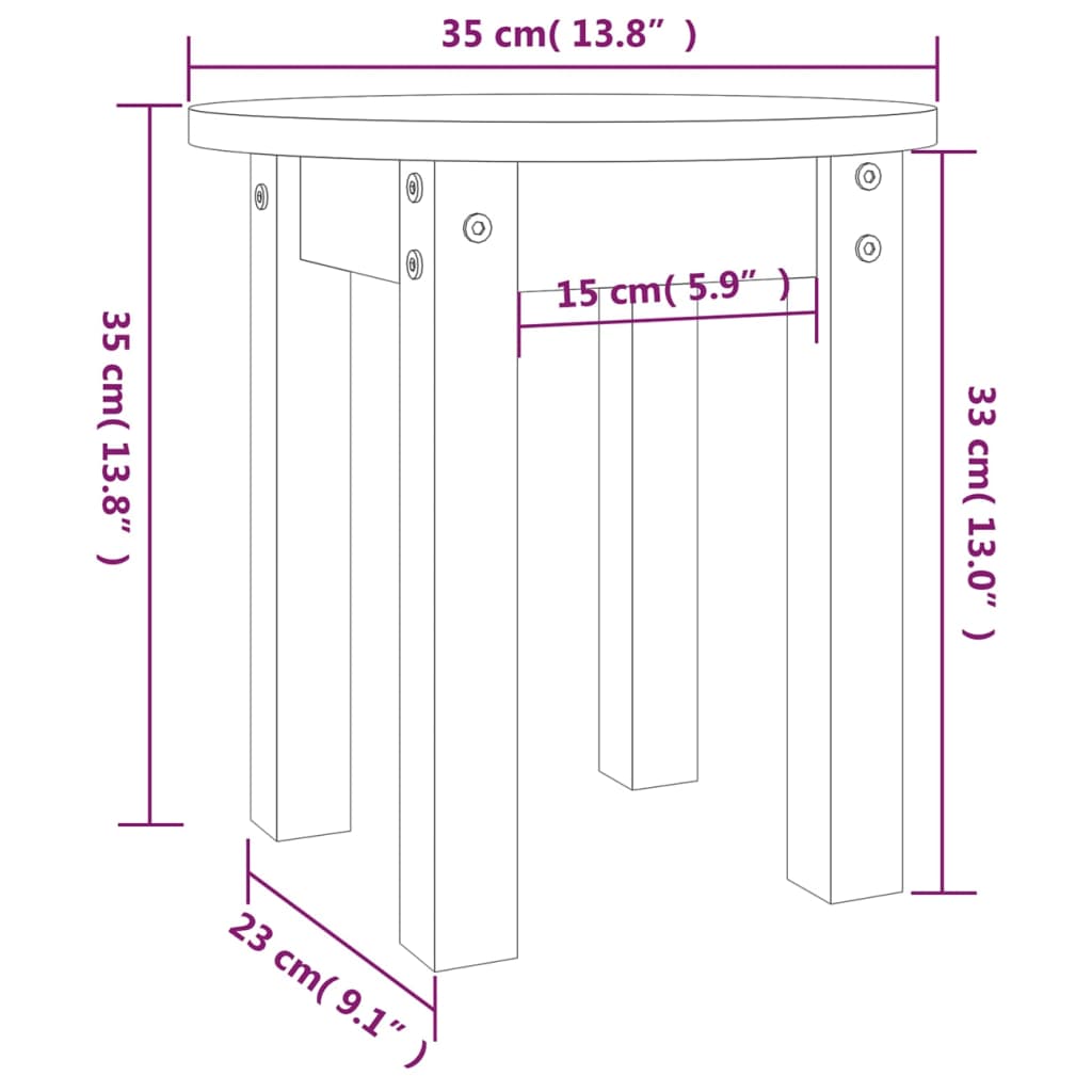 Tavolino da Salotto Ø 35x35 cm in Legno Massello di Pino