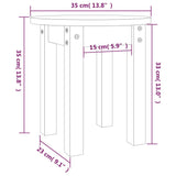 Tavolino da Salotto Bianco Ø 35x35 cm in Legno Massello di Pino