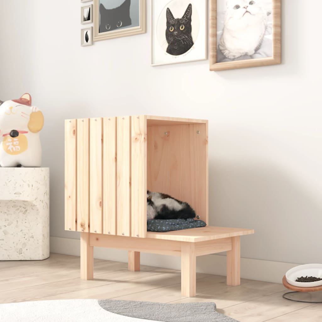 Cat House 60x36x60 cm in Solid Pine Wood