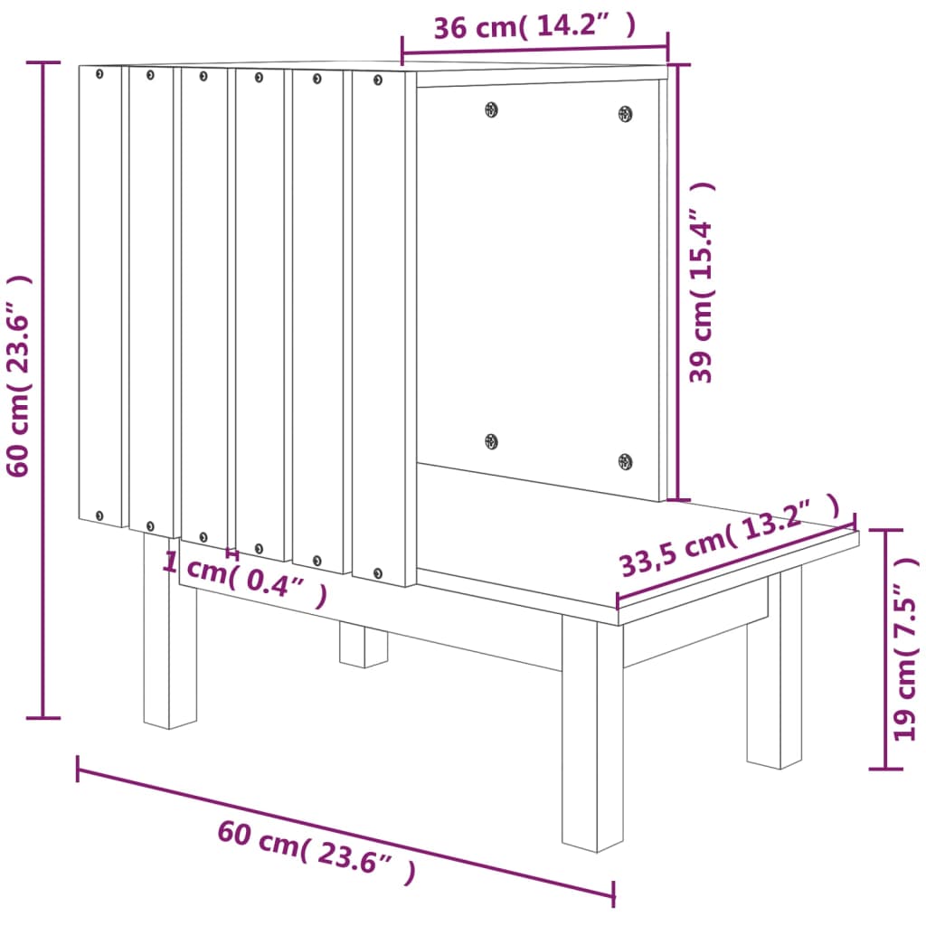 Casetta per Gatti Bianca 60x36x60 cm in Legno Massello di Pino