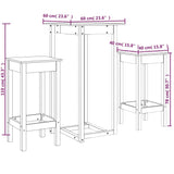 Set da Bar 3 pz in Legno Massello di Pino