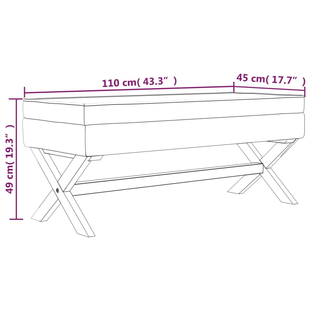 Sgabello Portaoggetti 110x45x49 cm in Lino