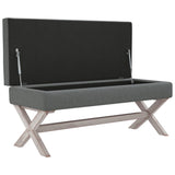 Sgabello Portaoggetti Grigio Scuro 110x45x49 cm in Tessuto