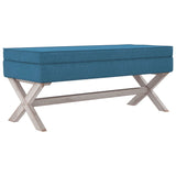 Sgabello Portaoggetti Blu 110x45x49 cm in Velluto