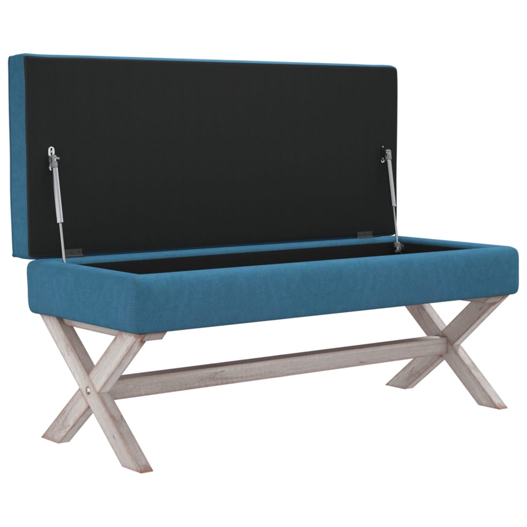 Sgabello Portaoggetti Blu 110x45x49 cm in Velluto