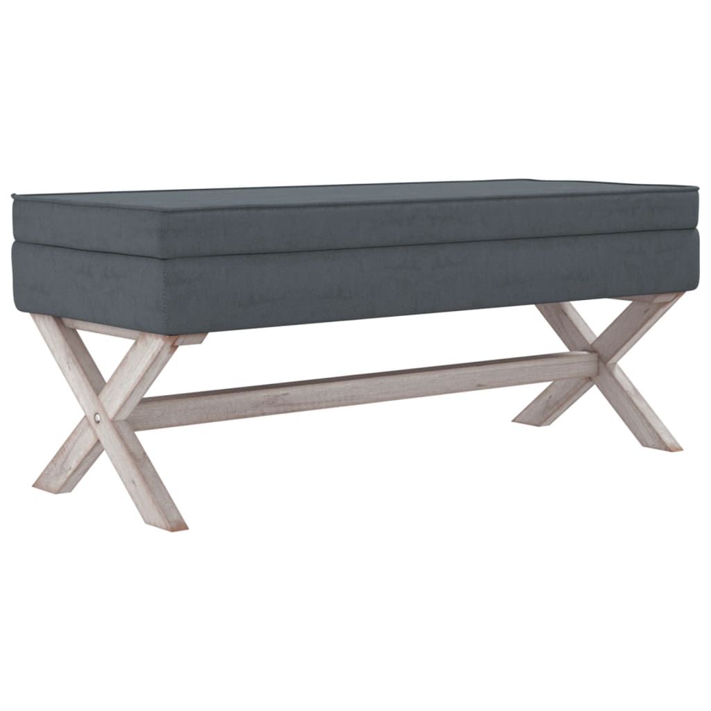 Sgabello Portaoggetti Grigio Scuro 110x45x49 cm in Velluto