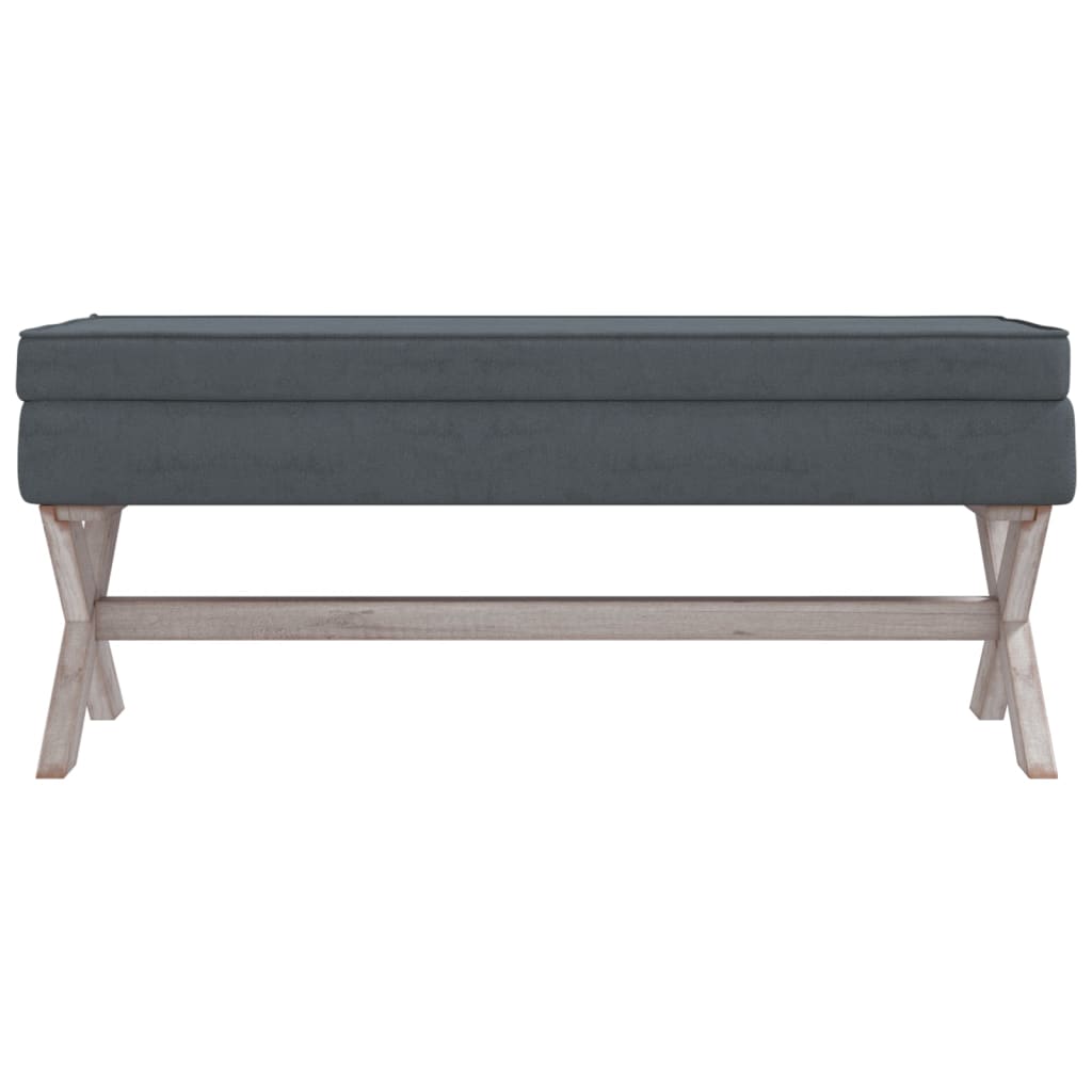 Sgabello Portaoggetti Grigio Scuro 110x45x49 cm in Velluto