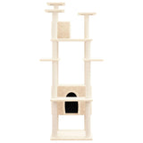 Albero per Gatti con Tiragraffi in Sisal Crema 162 cm