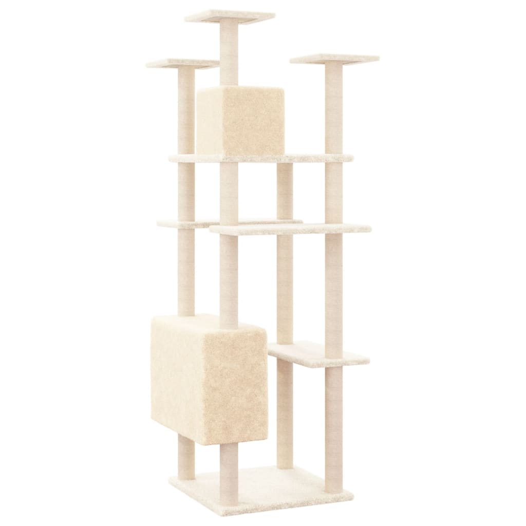 Albero per Gatti con Tiragraffi in Sisal Crema 162 cm