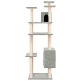 Albero per Gatti con Tiragraffi in Sisal Grigio Chiaro 162 cm