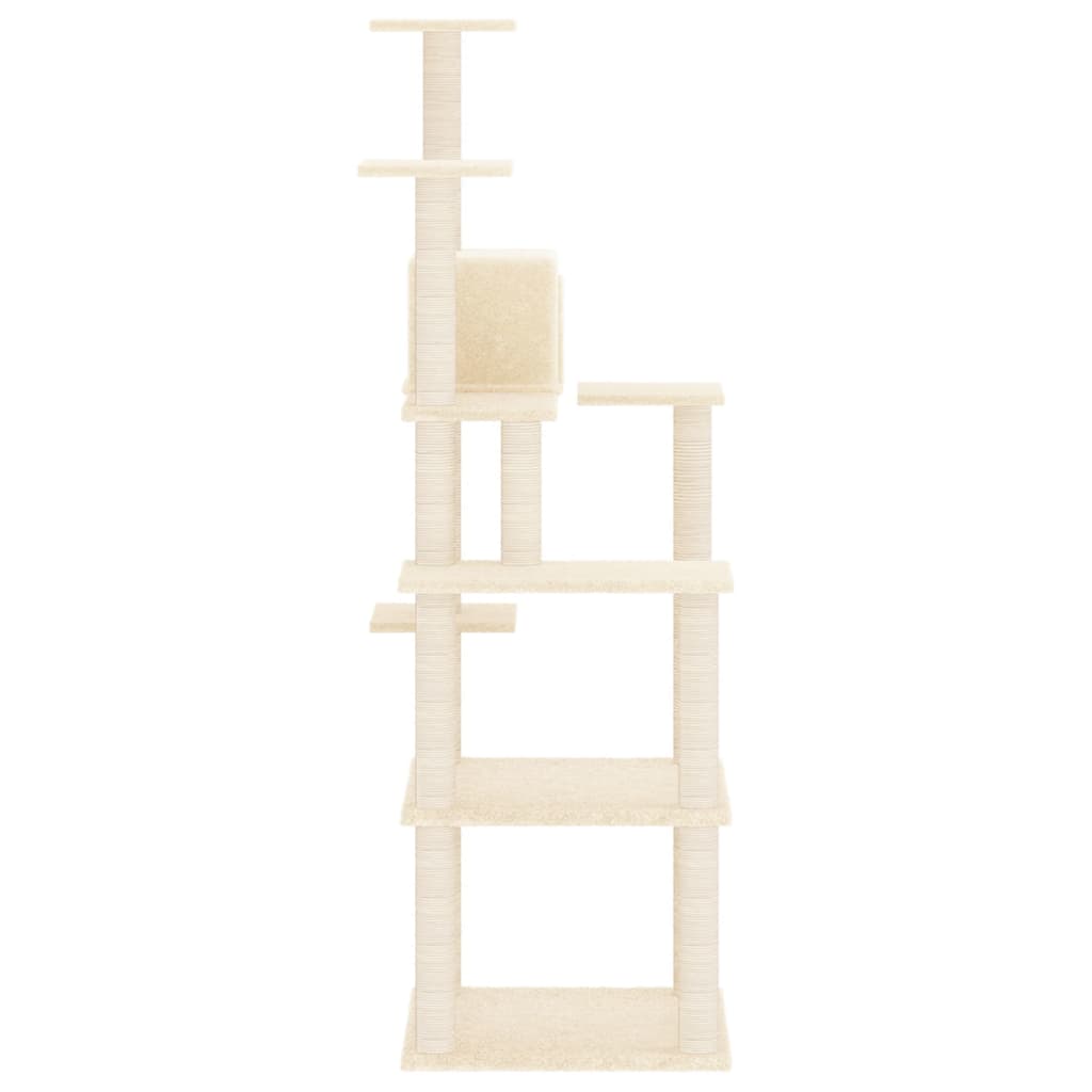 Albero per Gatti con Tiragraffi in Sisal Crema 153 cm