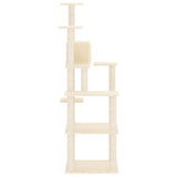 Albero per Gatti con Tiragraffi in Sisal Crema 153 cm