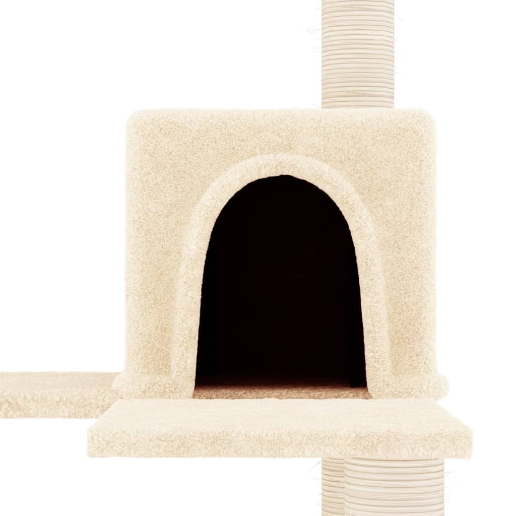 Albero per Gatti con Tiragraffi in Sisal Crema 153 cm