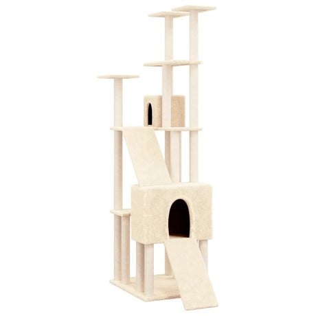 Albero per Gatti con Tiragraffi in Sisal Crema 190 cm