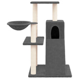 Albero per Gatti con Tiragraffi in Sisal Grigio Scuro 82 cm